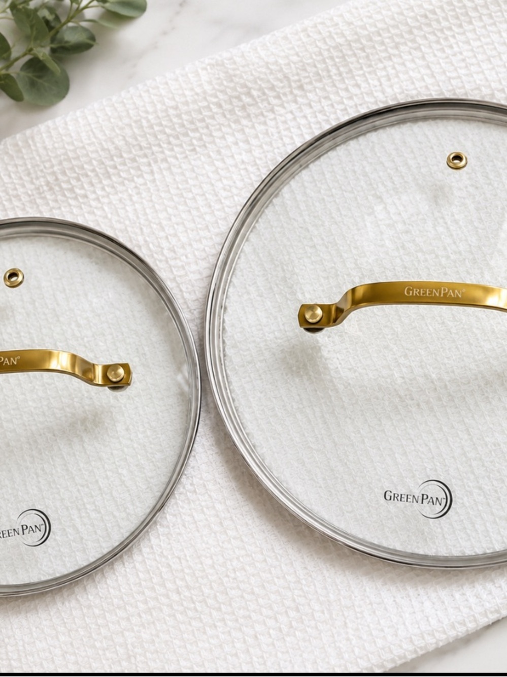 GreenPan Glass Cookware Lids with Gold Handles